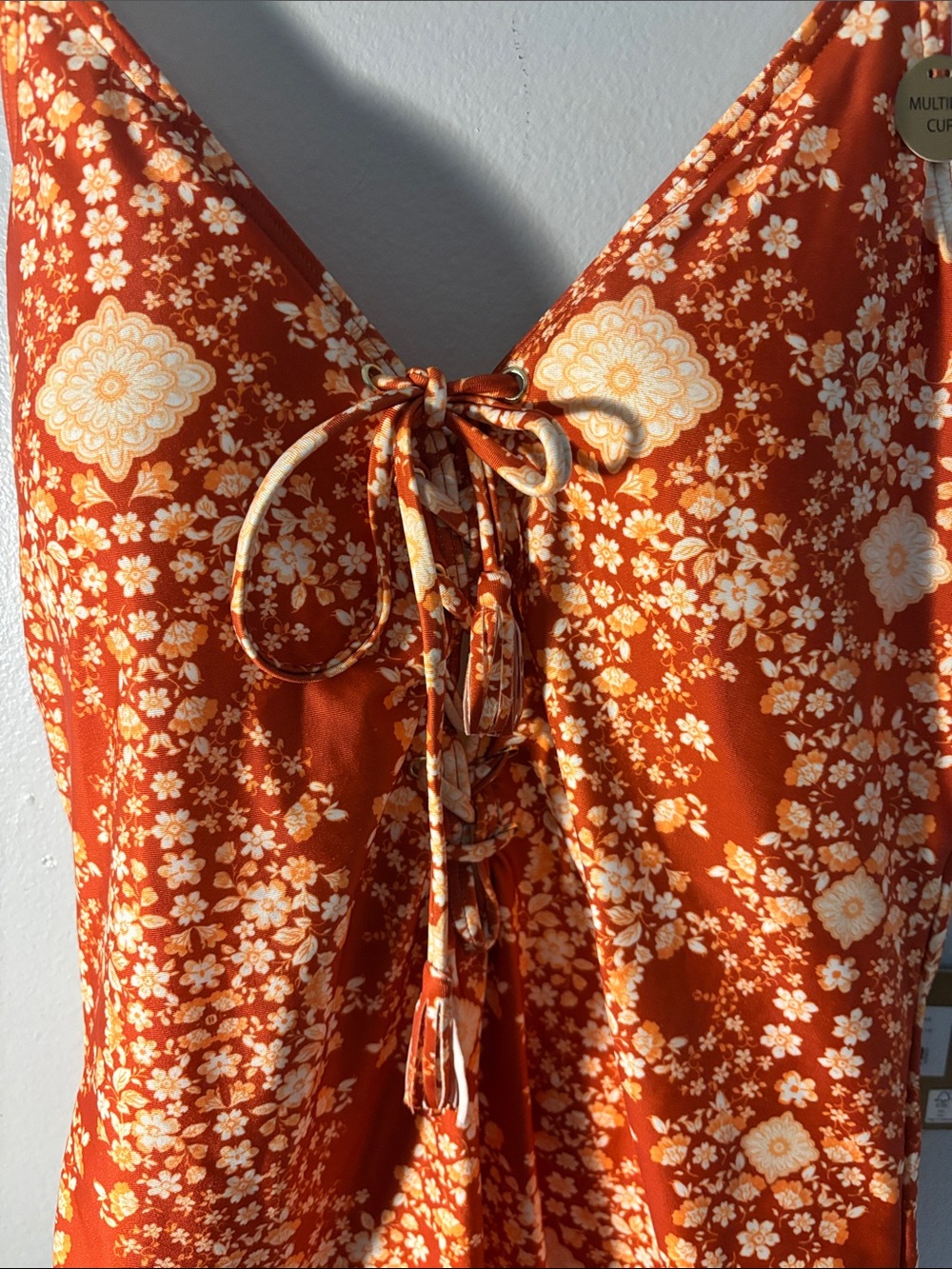 Floral Tie-Front Rust terracotta bathing suit